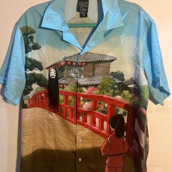 Spirited Away Bioworld Shirt Size S  Studio Ghibli  Scenic Print  100% Polyester - Picture 4 of 4